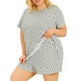 thumbnail image 1 of Women's Plus Size Pajamas Set Short Sleeve PolDots Nightwear Sleepwear White 4X, 1 of 6