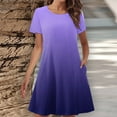 thumbnail image 2 of TAGOLD Womens Summer Dress Clearance,Plus Size Casual Dress for Womens,Women's Summer Gradient Color Double Pocket Short Sleeve Round Neck T-shirt Dress, 2 of 5