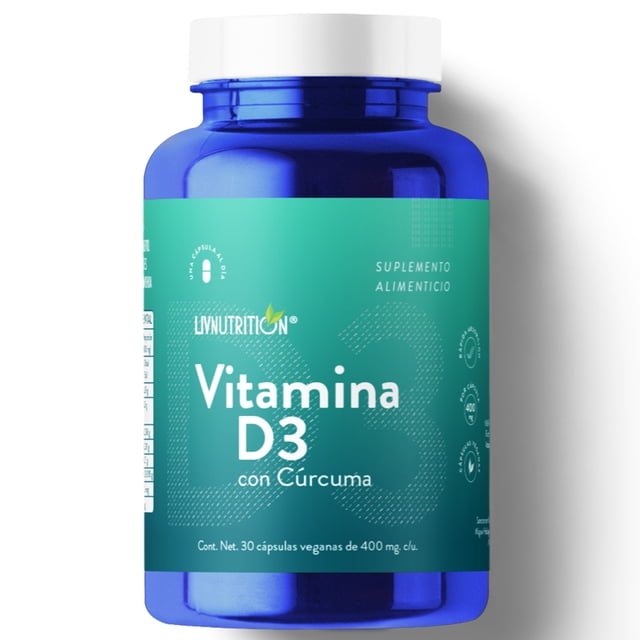 VITAMINA D3 LIV NUTRITION CON CÚRCUMA FRASCOCON 30 CÁPSULAS VEGANAS.