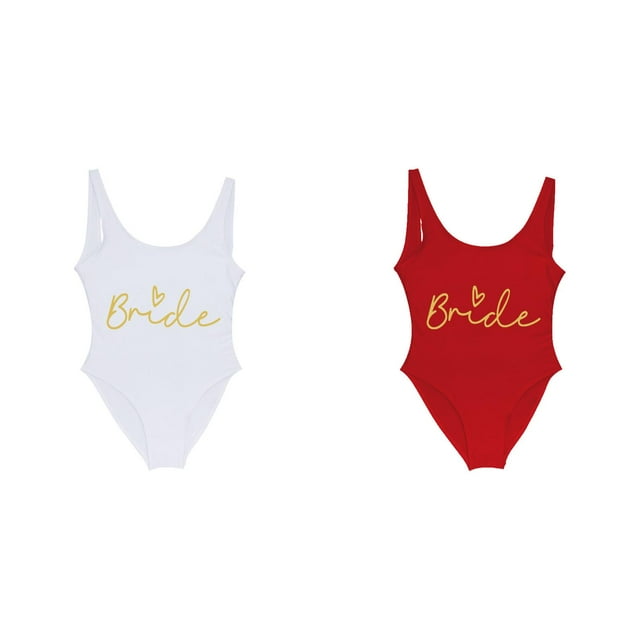 2 Pack (1PCS Blanc & 1PCS Rouge) Maillot de Bain Rayé Multipack Femme Imprimé Pièce Maillot de Bain Bikini Maillot de Bain Sans Manches Perle Bikini Dos Nu Maillot de Bain