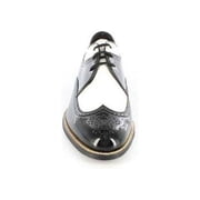 حذاء ستايسي آدامز للرجال دايتون أسود أبيض Wingtip أكسفورد جلد 00605-21 لامع