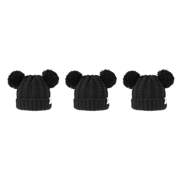 Minnieouse Gorro lindo pompones esponjosos bolas de moda sombrero buena retención de calor gorras hermoso regalo para niños negro Type1 NO1 Minnieouse CBP255456