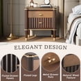 thumbnail image 4 of Christopher Knight Home 23.2” Fluted Nightstand with 2 Drawers, Bedside Table with Solid Wood Legs, Walnut, 4 of 11