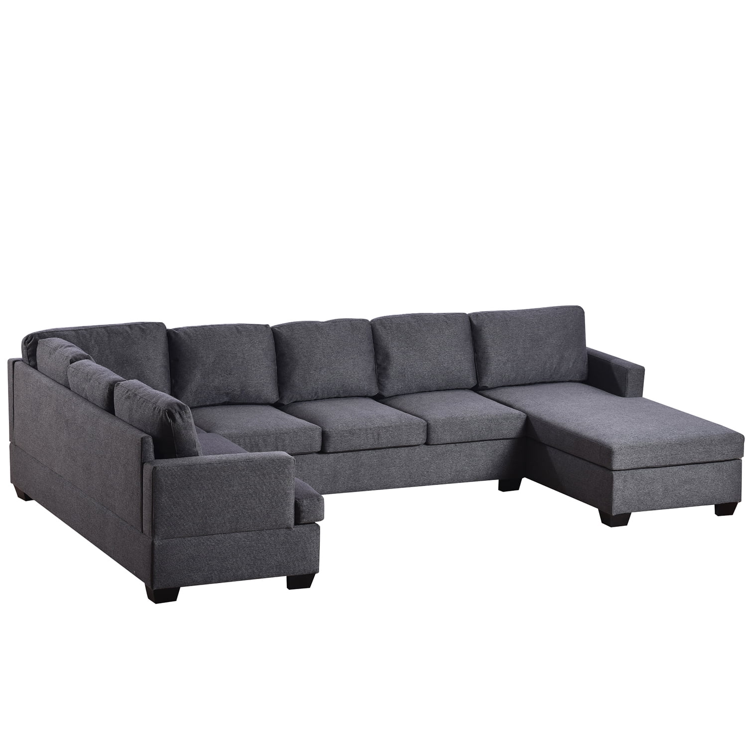 Kadyn Large Upholstered U-Shape Sectional Sofa, Modern Sofa Couch with Solid Wood Legs, Polyester Couch for Apartment, Gray Kadyn Large Upholstered U-Shape Sectional Sofa, Modern Sofa Couch with Solid Wood Legs, Polyester Couch for Apartment, Gray