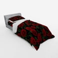 thumbnail image 3 of Ambesonne Rose Bedding Set 4 Pcs, Retro Petals Leaves Growth, Queen, Ruby Hunter Green Black, 3 of 3