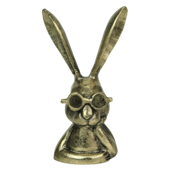 Things2Die4 Whimsical Gold Bunny Statue – 10.25" Cast Aluminum, Elegant Home Decor