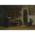 thumbnail image 2 of Theodoros Ralli 14x11 Black Ornate Wood Framed Double Matted Museum Art Print Titled: Refectory in a Greek Monastery&nbsp;(Mount Athos), 2 of 5