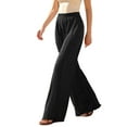 thumbnail image 3 of TANBOM Women's Summer Wide Leg Relaxed Fit Casual Pleated Polyester Pants Black Size S, 3 of 4