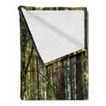 thumbnail image 2 of Forest Soft Flannel Fleece Blanket, Pathway in a Shady Forest of Bushes and Thick Trunks Grass Unique Wild Life Scenery, Cozy Plush for Indoor and Outdoor Use, 70" x 90", Green Brown, by Ambesonne, 2 of 5