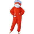 thumbnail image 2 of Funny Big Mouth Monster Onesie - Soft Plush Animal Cosplay Pajamas with Pink Hair Comb for Halloween, Loungewear & Party Costume (Red-M), 2 of 10