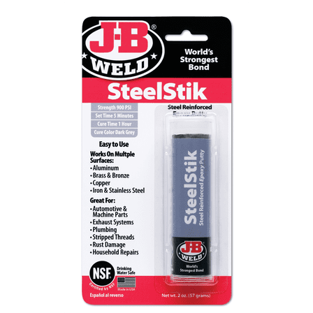 J-B Weld 8267-S Steel Stik Steel Reinforced Epoxy Putty Stick - 2 oz Dark Gray