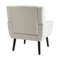 thumbnail image 5 of Modern Linen Fabric Accent Chair with Tufted Backrest, Flared Legs and Armrest, Upholstered Ergonomics Chair with Wooden Frame, Reading Armchair for Living Room Bedroom, Beige, 5 of 9