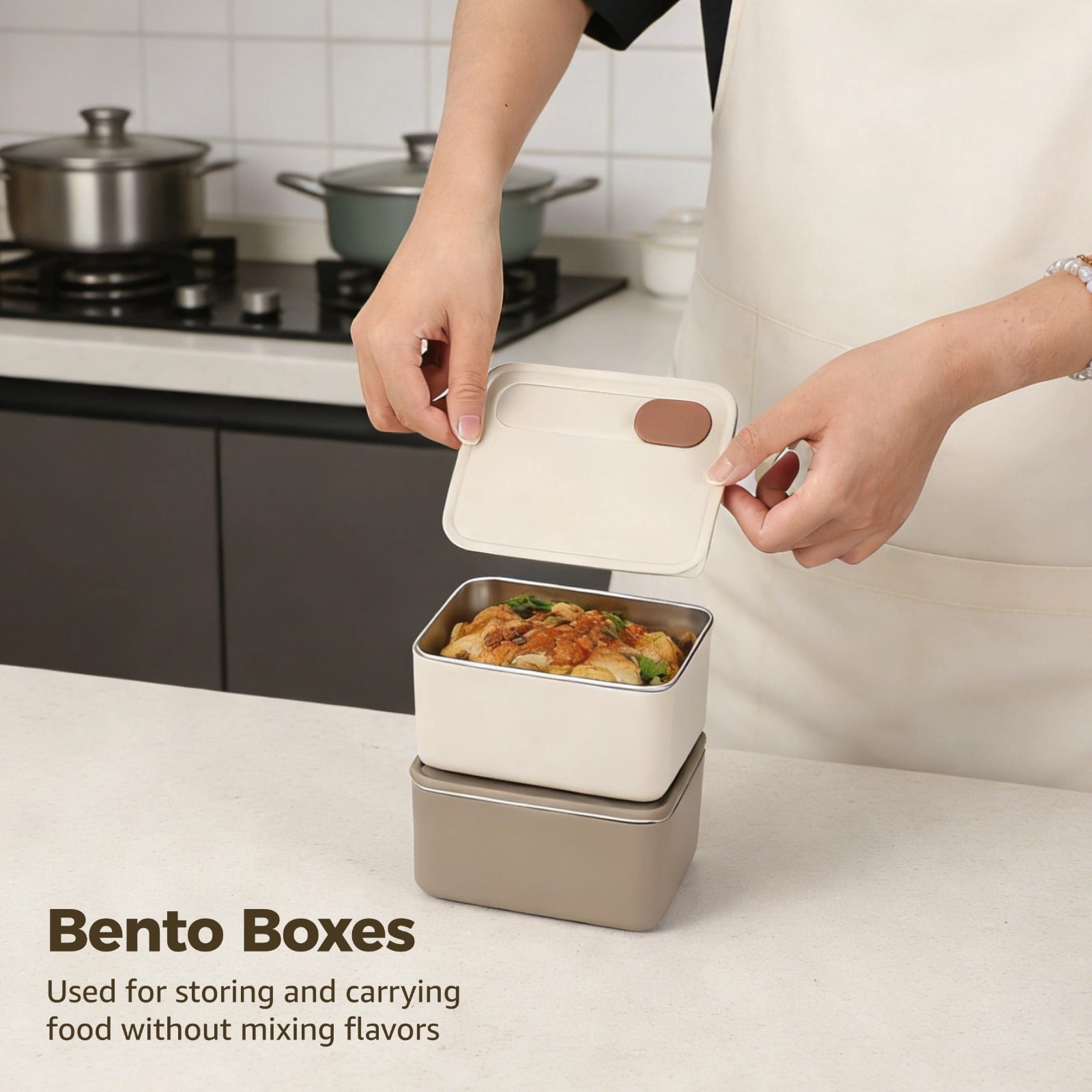 2 Pcs Stackable Metal Bento Boxes Set with Insulated Bag, Leakproof 304 Stainless Steel Bento Box for Youngsters, 23.7 fl oz Food Container for Office, Home, and Outdoor Picnic