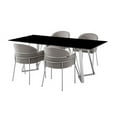 thumbnail image 2 of Armen Living Cressida and Portia 5-Piece Fabric/Glass Dining Set in Gray/Black, 2 of 8