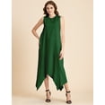 thumbnail image 2 of Moomaya Contemporary Asymmetric Round Neck Solid Rayon Dress Loose Fit Day Dress, 2 of 9