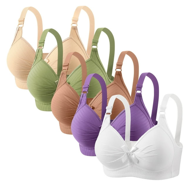 5 Pack Bras for Women No Underwire Push Up Wireless Bra Seamless Bras Full Coverage Bralettes Lift Everyday Bras Plus Size