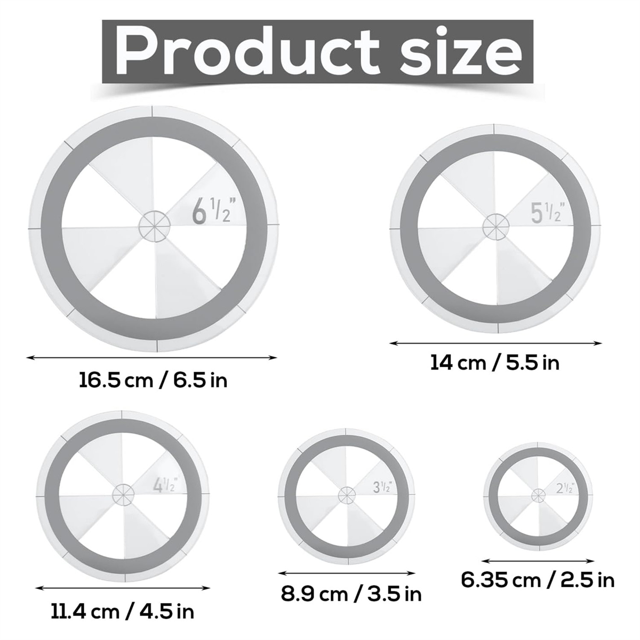 Ensemble de 5 Pcs Modèles de Quilting, Modèles de Cercle pour Quilting, Dessin, Acrylique, Coupe-Cercle Rond