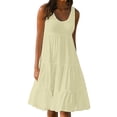 thumbnail image 1 of Ruimatai Robe Femme Été Mode Vacances Été Couleur Unie Sans Manches Fête Plage Robe, 1 of 7