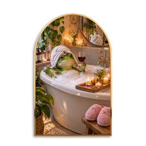 20"x32" Large Wall Art Relaxing Frog Bathtub Candles Plants Vertical Canvas Wall Art for Living Room Bedroom Modern Prints Aesthetic Framed Artwork Home Wall Decor