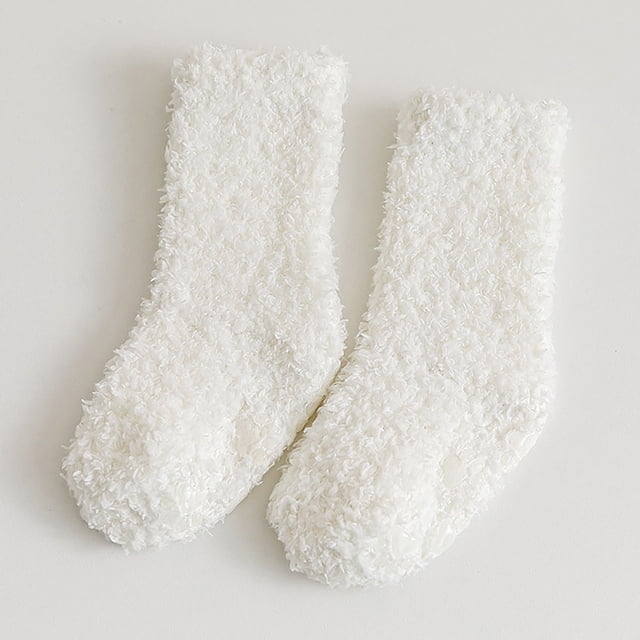 MPWEGNP Fuzzy Socks Kids Fashionable Simple Solid Color Coral Velvet Floor Non Slip Toddler Comfortable Cute Crew Socks