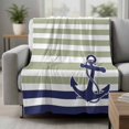 thumbnail image 2 of Striped Anchor Blanket Soft Cozy Warm Throw Blanket for Couch, Plush Fuzzy Flannel Fleece Blankets for Sofa, Navy Blue Nautical Sage Green Geometric Bed Blankets Lightweight Gifts for Women, 30"x40", 2 of 9