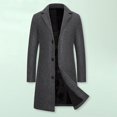 thumbnail image 3 of Men Woolen Coat Men's Woolen Coat Notch Lapel Long Sleeve Single Breasted Jacket Solid Color Windproof Business Casual Overcoat Men Coat, 3 of 7