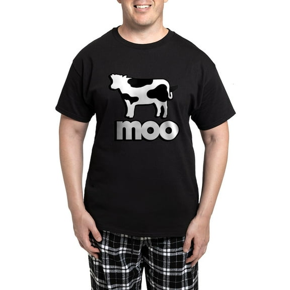 CafePress - Cow Moo Men's Dark Pajamas - Men's Dark Loose Fit Cotton Pajama Set