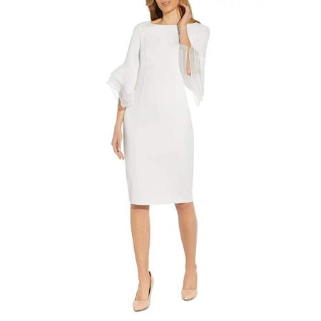 Adrianna Papell Knit Crepe Tiered Sleeve Dress