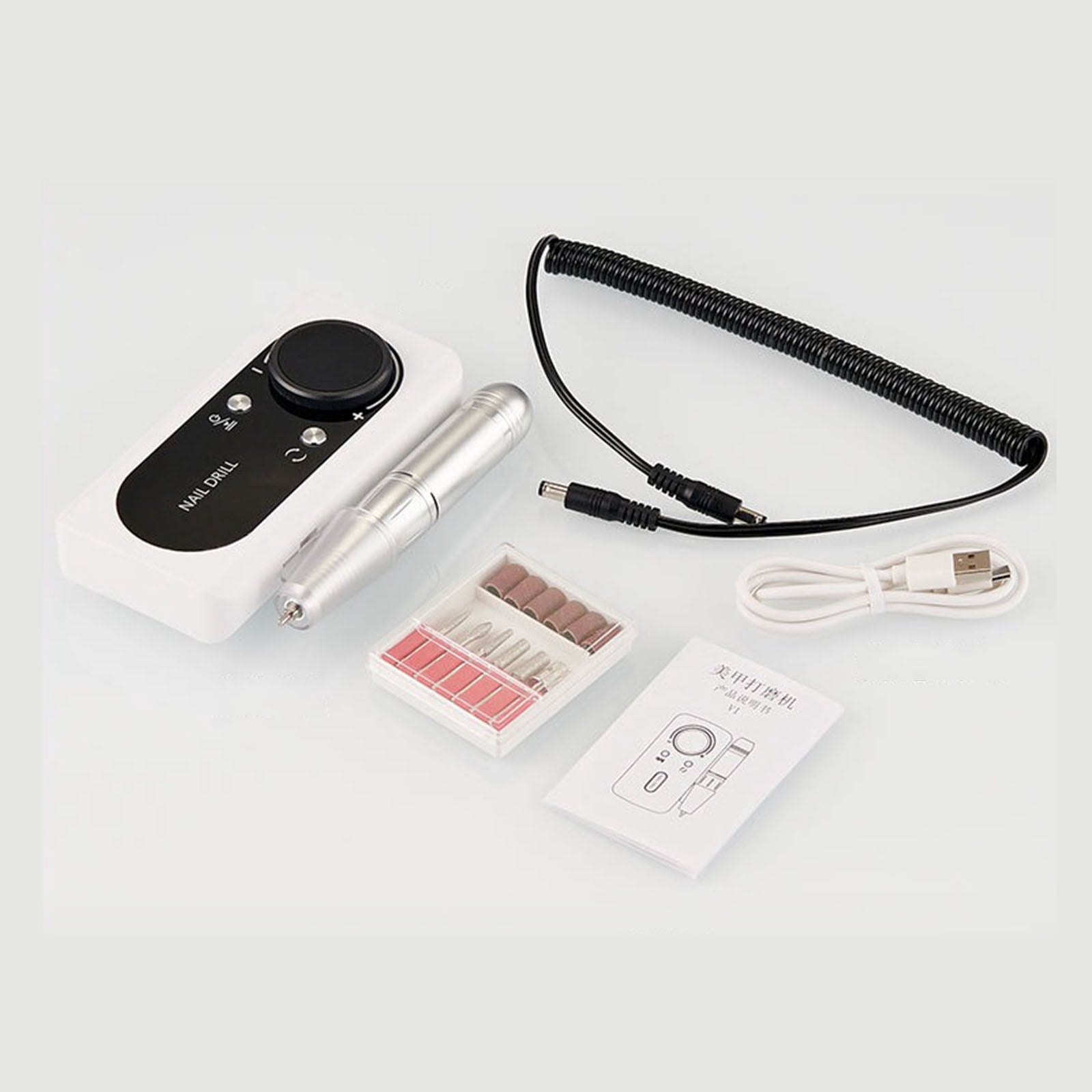Electric Nails Drill Nails Grinder Set USB Connection 6 Drill Heads for Easy Travel Use Easy Manicure Applications