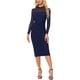 thumbnail image 1 of Vestido de Malla Inspire Chic para Mujer con Cuello Alto, Manga Larga, Vestido de Cóctel Bodycon XL Azul Marino, 1 of 6