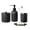 Black, variant on 4PCs Heavy Weight Decent Glass Bathroom Accessories Set with Decorative Pressed Pattern - Includes Hand Soap Dispenser & Tumbler & Soap Dish & Toothbrush Holder