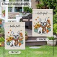 thumbnail image 2 of Hello Fall Dog House Flag 28 x 40 Inches, Vintage Country Pumpkins Sunflower Berry Wooden Wheel Weather Proof Outdoor Patio Flags Double Sided Small House Decoration for Yard Lawn Outside Home, 2 of 9