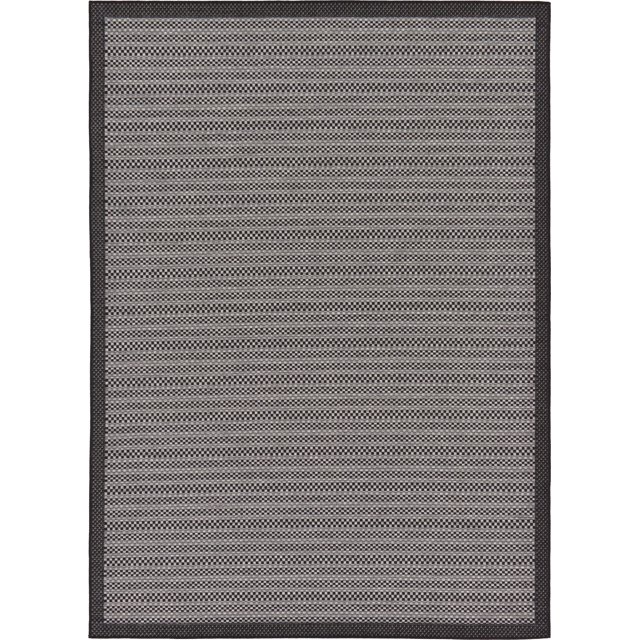 Unique Loom Outdoor Collection Transitional Indoor & Outdoor Casual Striped Tonal Border Area Rug, 7 ft x 10 ft, Gray/Black