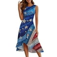 thumbnail image 2 of Button Down Dress For Women, 4Th Of July Dress Casual Cotton Sleeveless Round Neck American Flag Ruffle Flowy Long Tank Maternity Winter Dress Cocktail Party Dresses Work (M, Blue) ZMTing, 2 of 4