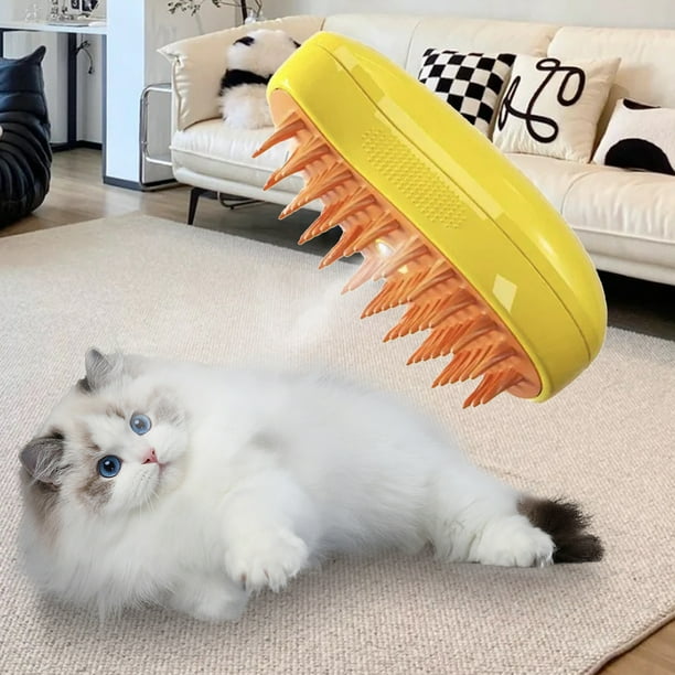 Peine Pet Electric Cat Grooming Brush 3 en 1 Cat Shedding Supplies Amarillo