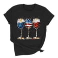 thumbnail image 4 of Mifsaly American Flag Shirt Women Crewneck Short Sleeve Cotton Tops Summer Casual Wine Glass Graphic T Shirts Daily Wear Versatile Patriotic Summer Fashion Tees L, 4 of 6