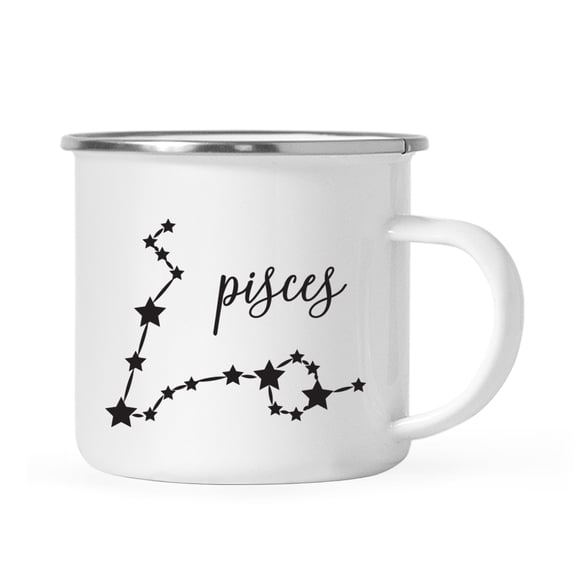 Koyal Wholesale Zodiac Sign Campfire Coffee Mug Pisces Star Constellation, Minimalistic Black