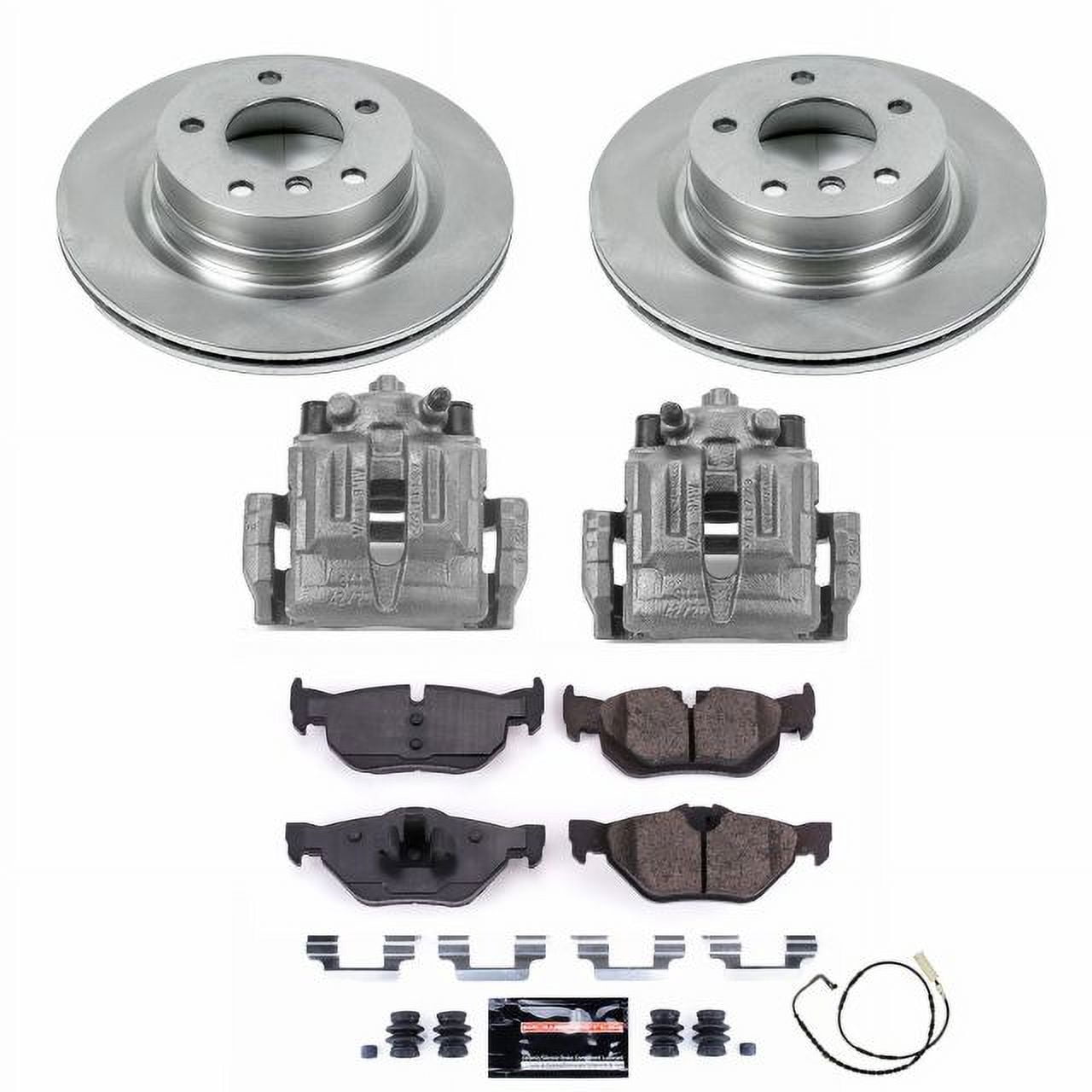 PowerStop Rear Stock Replacement Brake Pad and Rotor Kit with Calipers Fits: BMW Select Models KCOE044