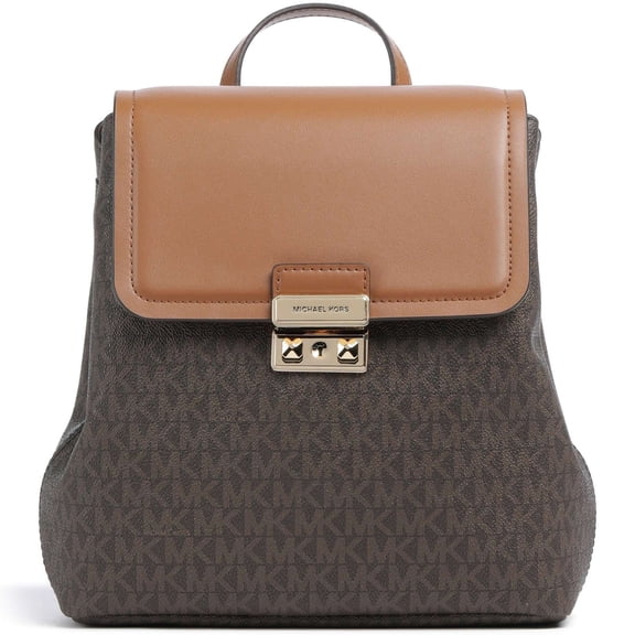 Michael Kors Women’s Tribeca Small Signature Logo Backpack (Brown)