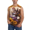thumbnail image 2 of Fotbe Men's Cute Cat Sunflower Print Men's Sleeveless Muscle Tank Tops Casual T-Shirts for Gym Workout Beach-XX-Large, 2 of 8