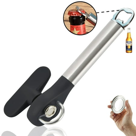 

Ergonomic Can Opener Smooth Edge - Safe Manual Can Opener with Magnet Stainless Steel Blade Bottle Opener Function Space-Saving for Kitchen Cook Restaurant