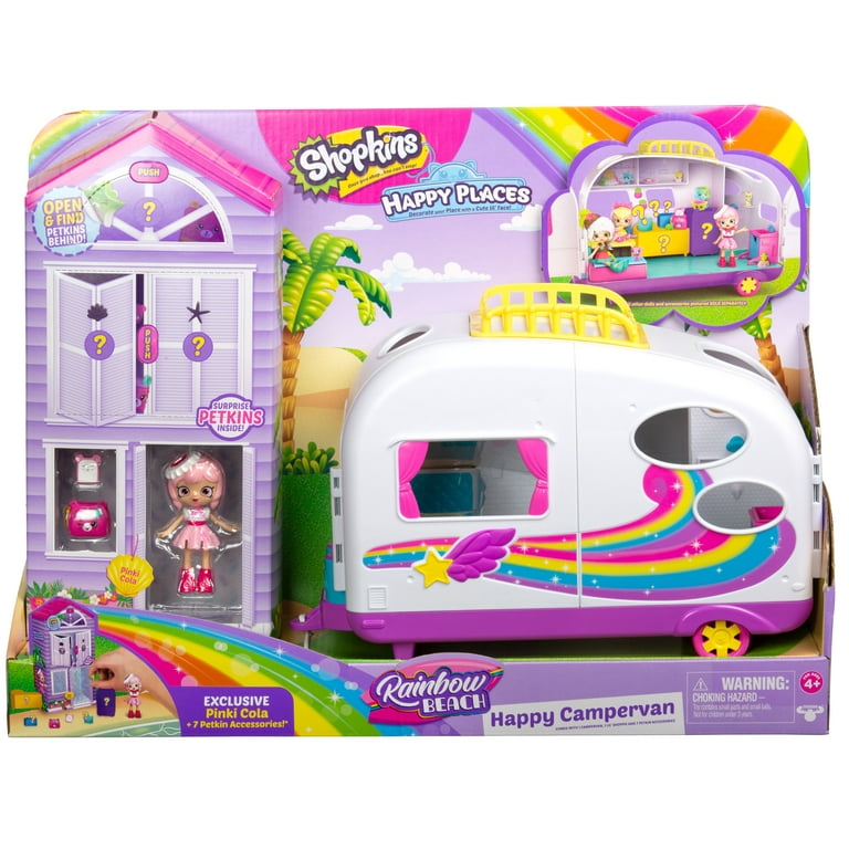 Shopkins Happy Places Rainbow Beach House Playset, With 6