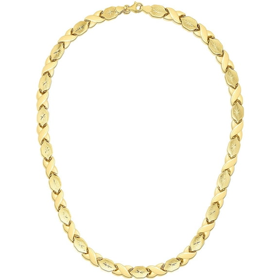 Floreo 10k Fine Gold Stampato XOXO X&O Friendship Hugs and Kisses Chain Necklace