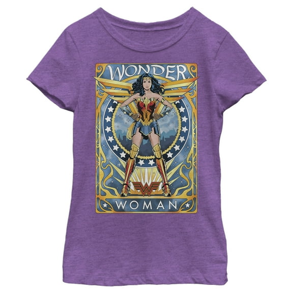 Girl's Wonder Woman 1984 Trading Card Graphic Tee Purple Berry Small