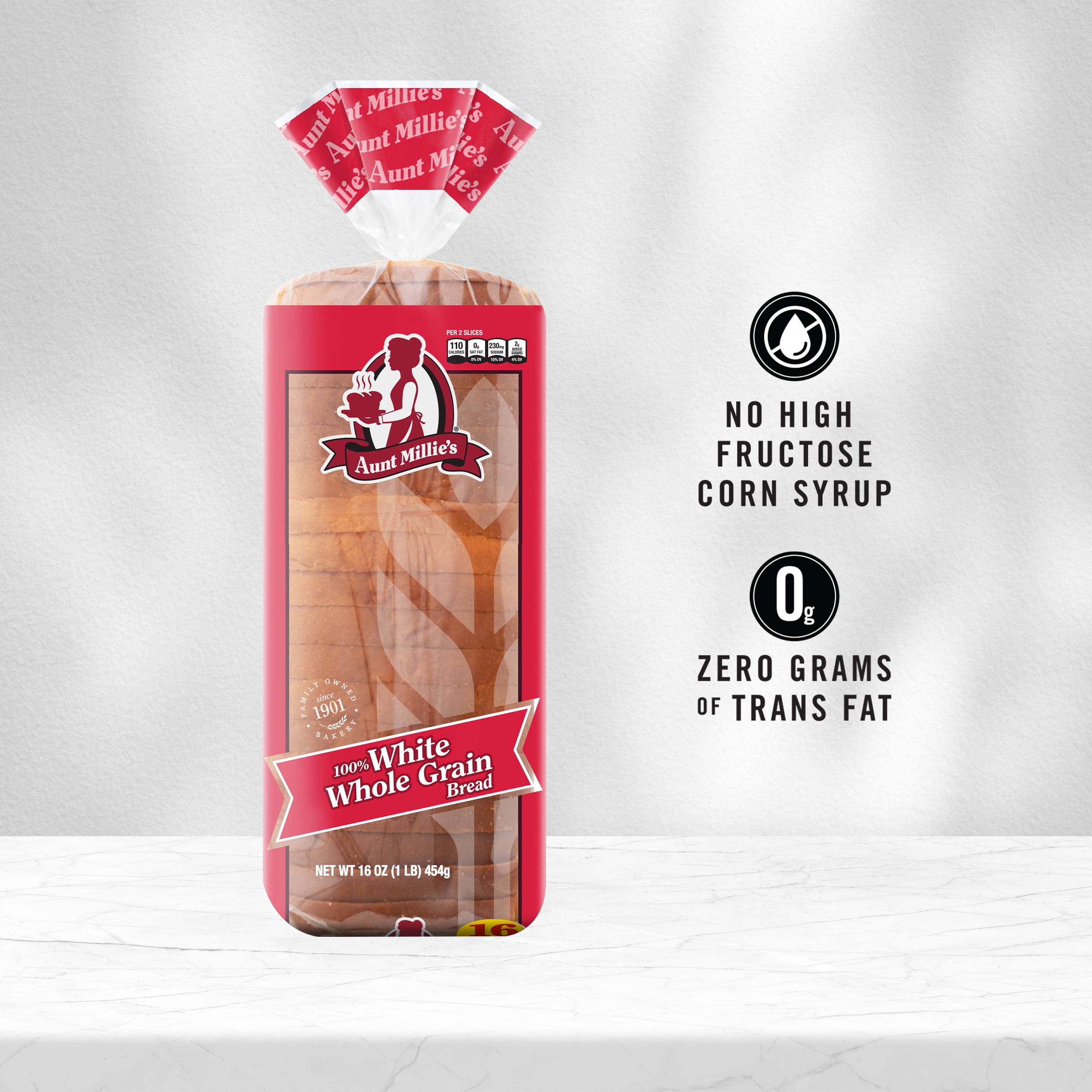 Aunt Millie's 100% Whole Grain White Bread, 16 oz.