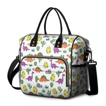 White Cactus Dino Eggs Dinosaurs Pattern Womens Lunch Box for Work,Insulated Large Lunch Bag for Tween and Teen,Loncheras Para Mujer,Leakproof Adult Lunch Bag for Work,Beach,Travel,Picnic,Camping