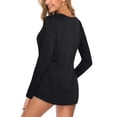 thumbnail image 5 of Xijirk Women's Blouses V Neck Long Sleeve Loose Fit Solid Color Casual Flowy Relaxed Women's Blouses for Office Style,Black,2XL, 5 of 7