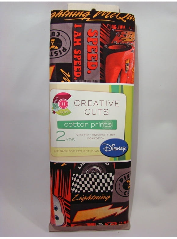 Creative Cuts Cotton 44" Wide, 2 Yard Cut Fabric - Disney Cars, Black