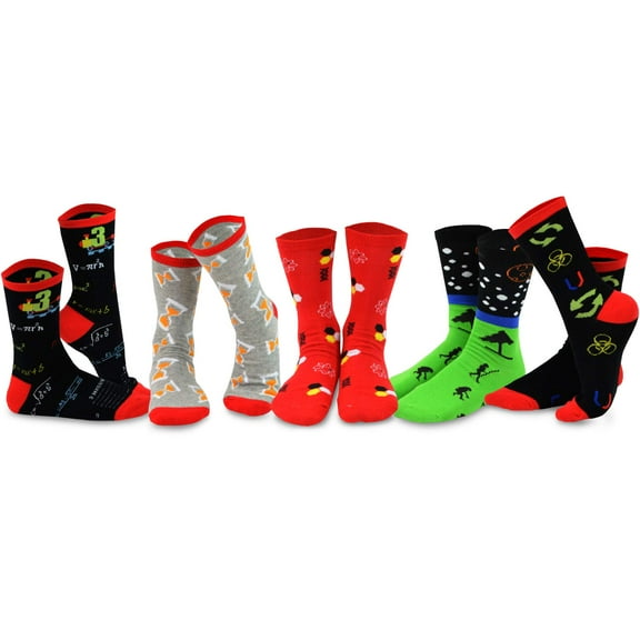 TeeHee Novelty Cotton Crew Fun Socks 5-Pack for Women (Education)