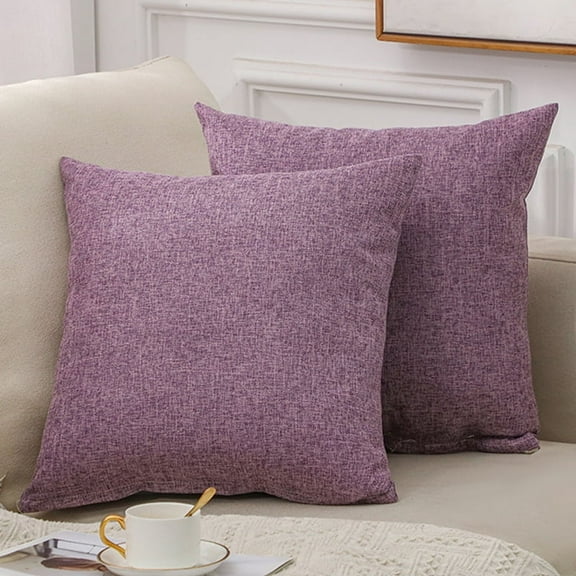 XmhyTop-A Throw Pillow, 2 Pack 45*45cm Linen Pillow Textured Pillow Boho Pillow Farmhouse Decorative Pillows for Living Room Bedroom Home Decoration,Purple